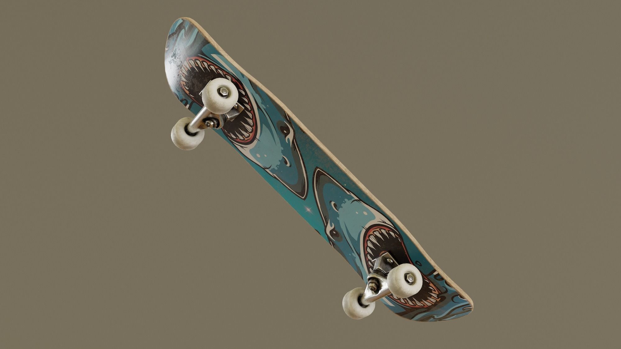 Skateboard - Shark Deck Low-poly 3D model_3
