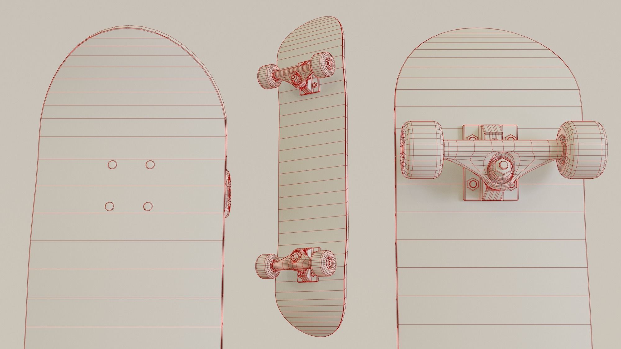 Skateboard - Shark Deck Low-poly 3D model_5
