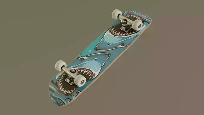 Skateboard - Shark Deck Low-poly 3D model