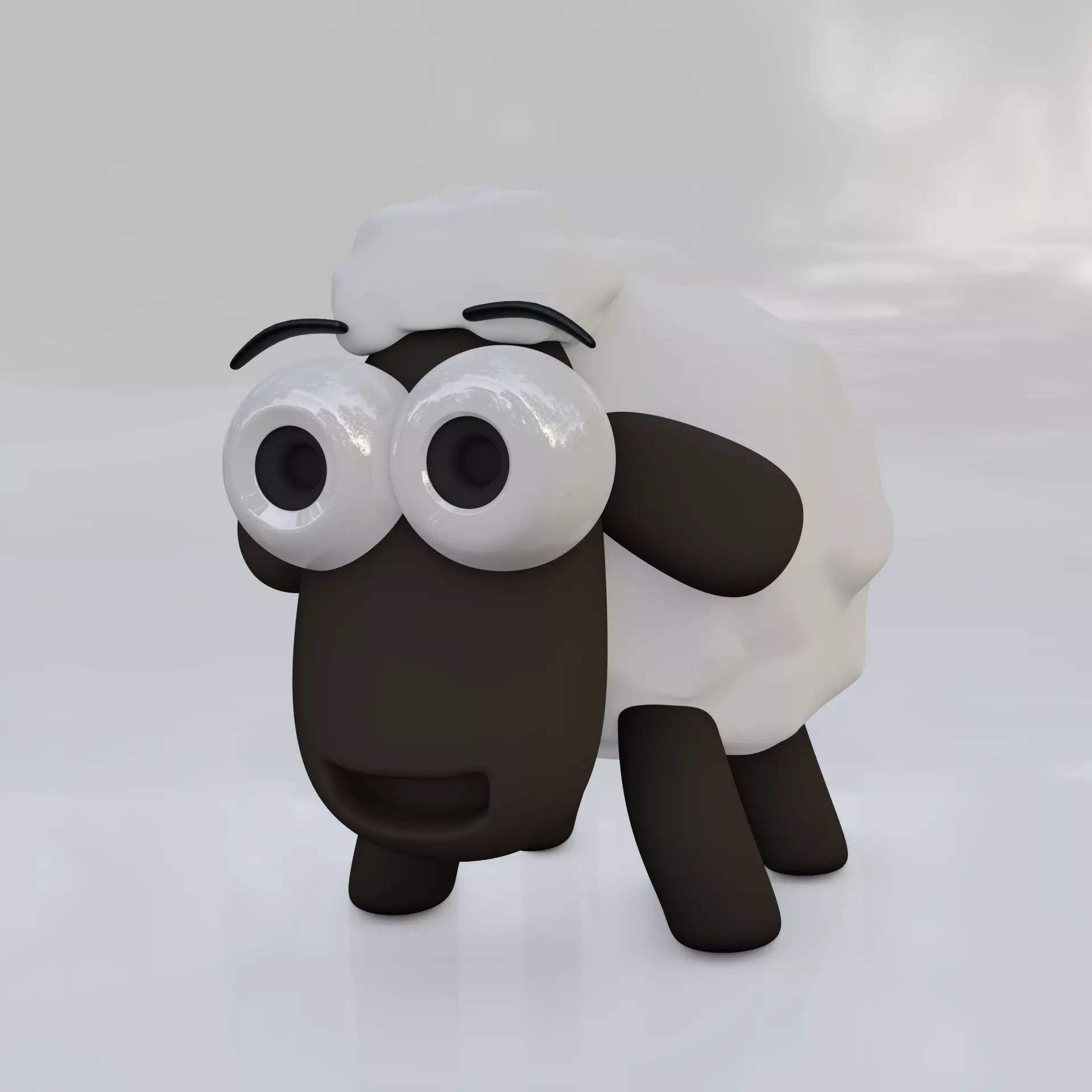 Sheep cartoon funny and cute Free low-poly 3D model_0