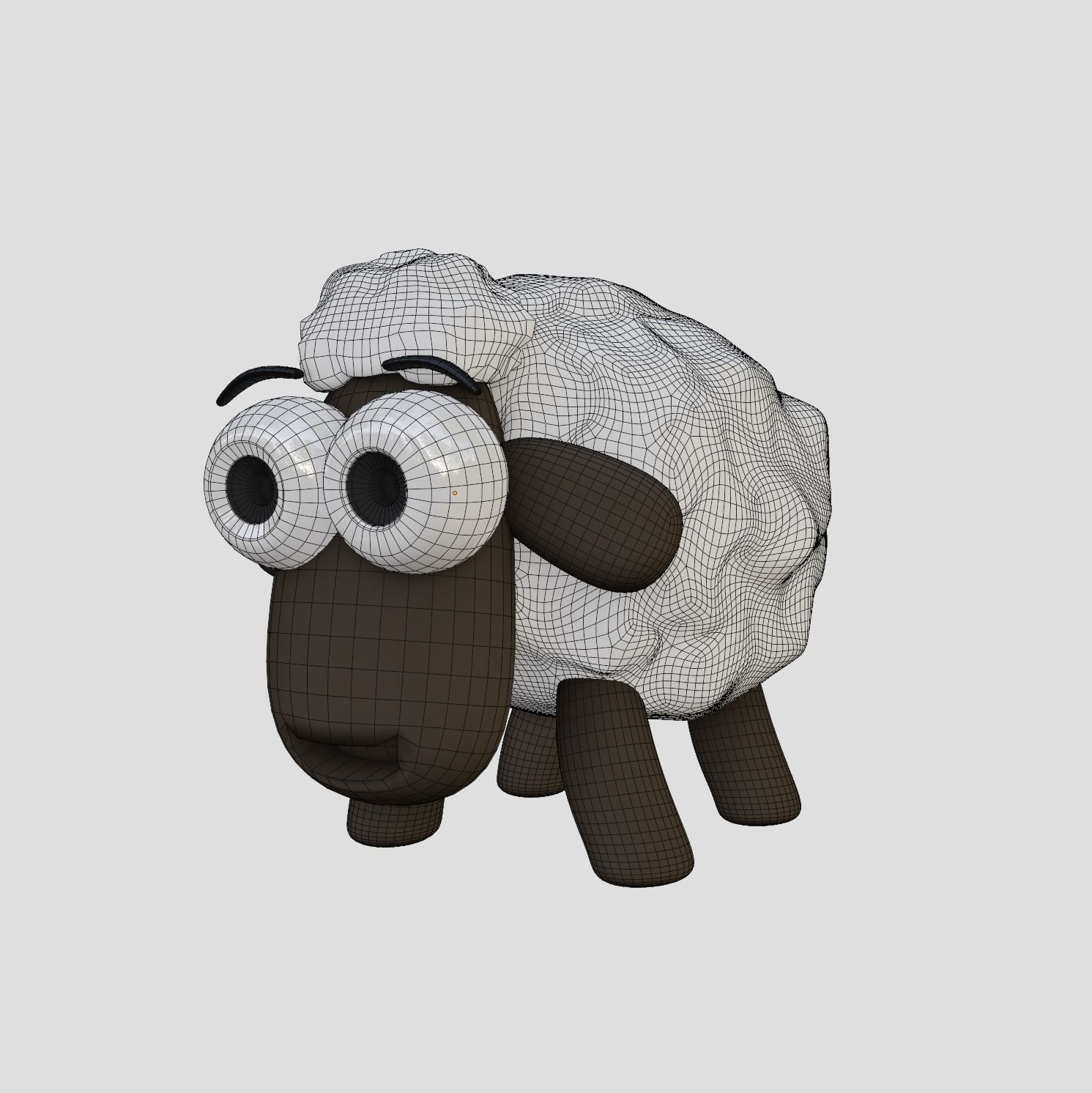 Sheep cartoon funny and cute Free low-poly 3D model_6