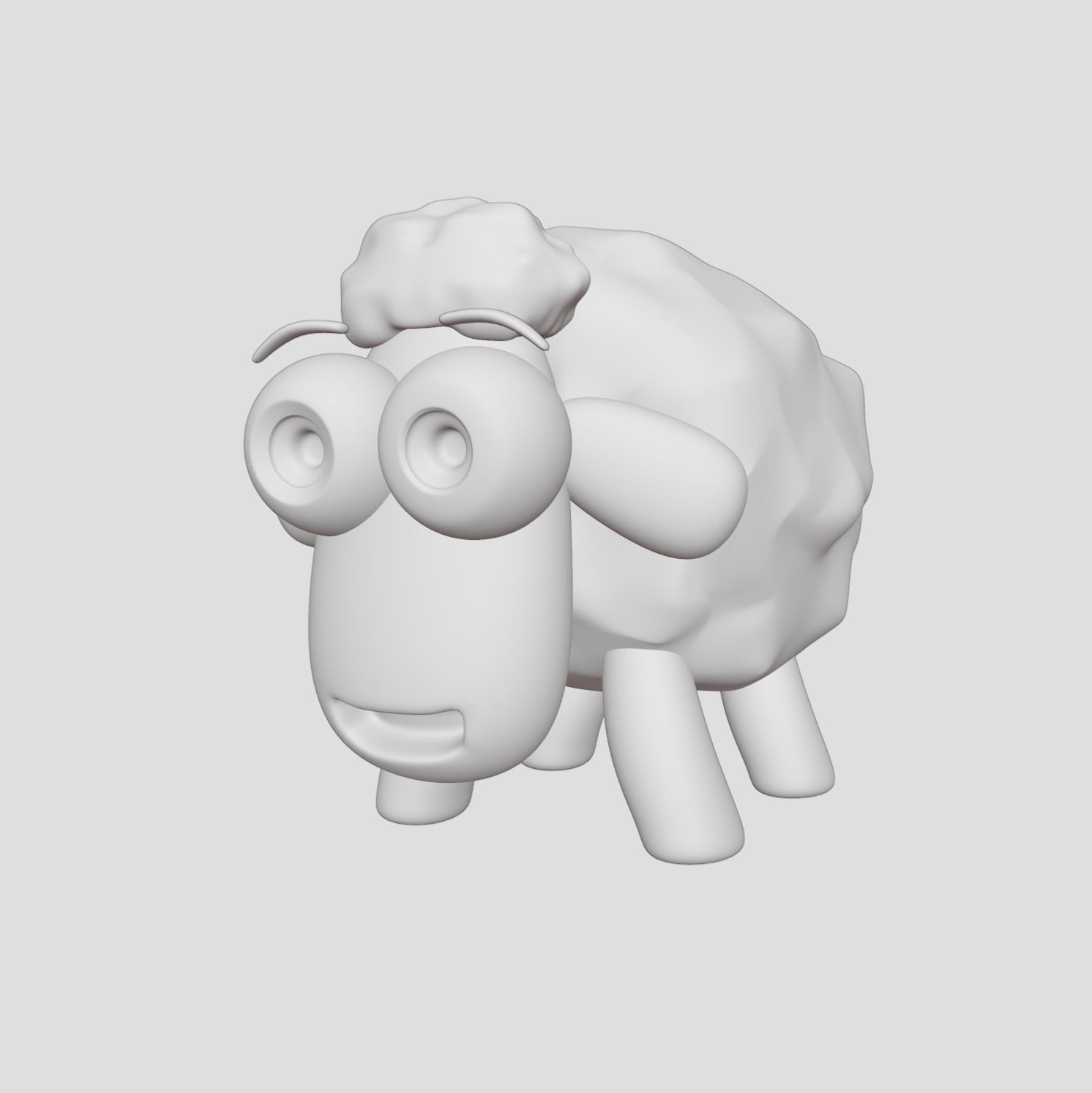 Sheep cartoon funny and cute Free low-poly 3D model_2