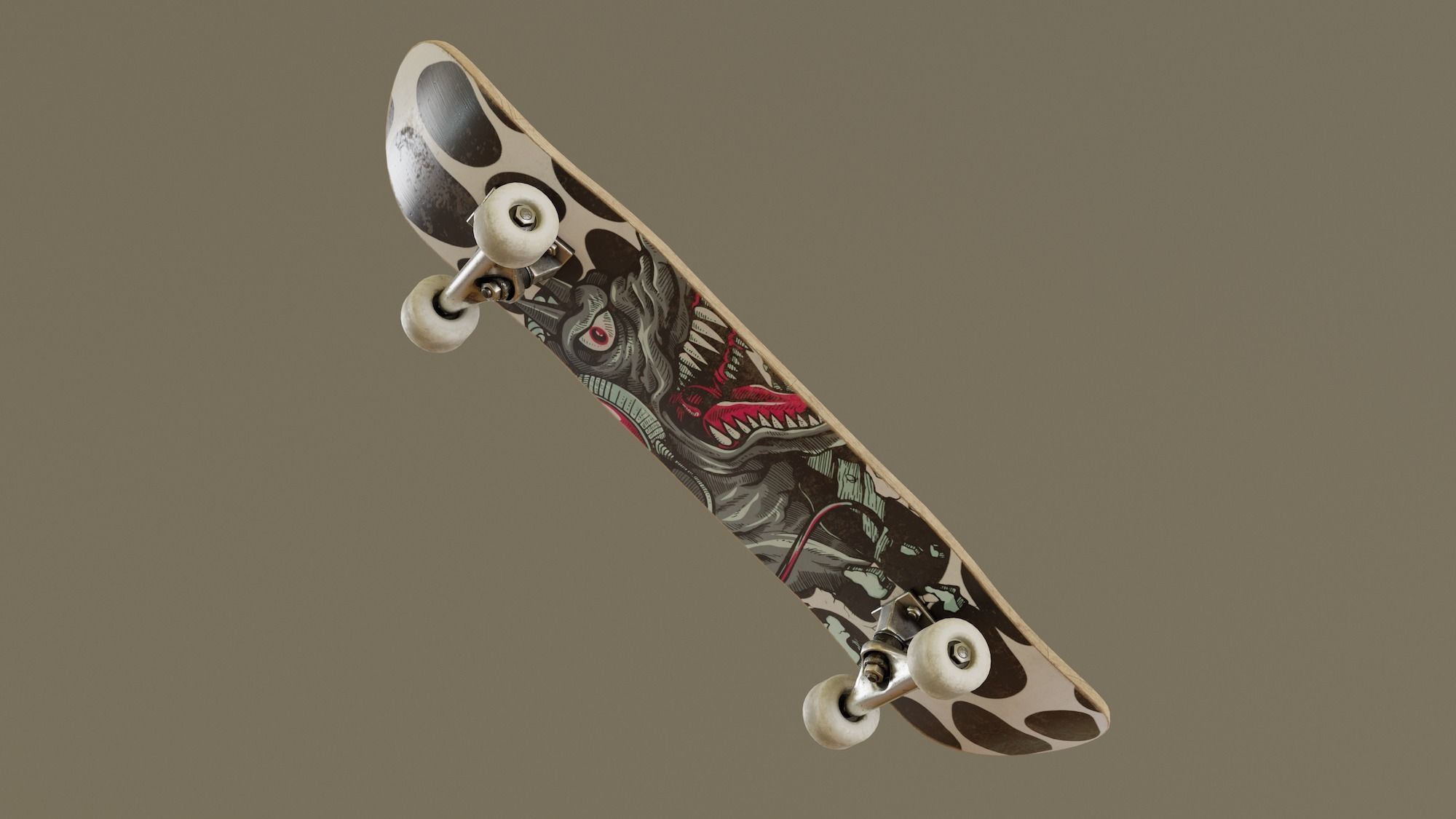 Skateboard - Cow Deck Low-poly 3D model_3
