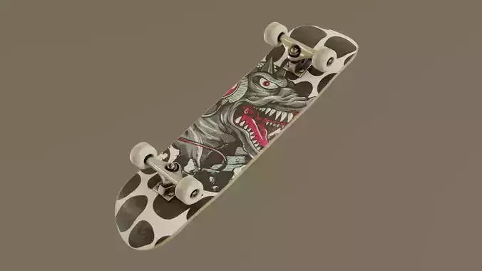 Skateboard - Cow Deck Low-poly 3D model