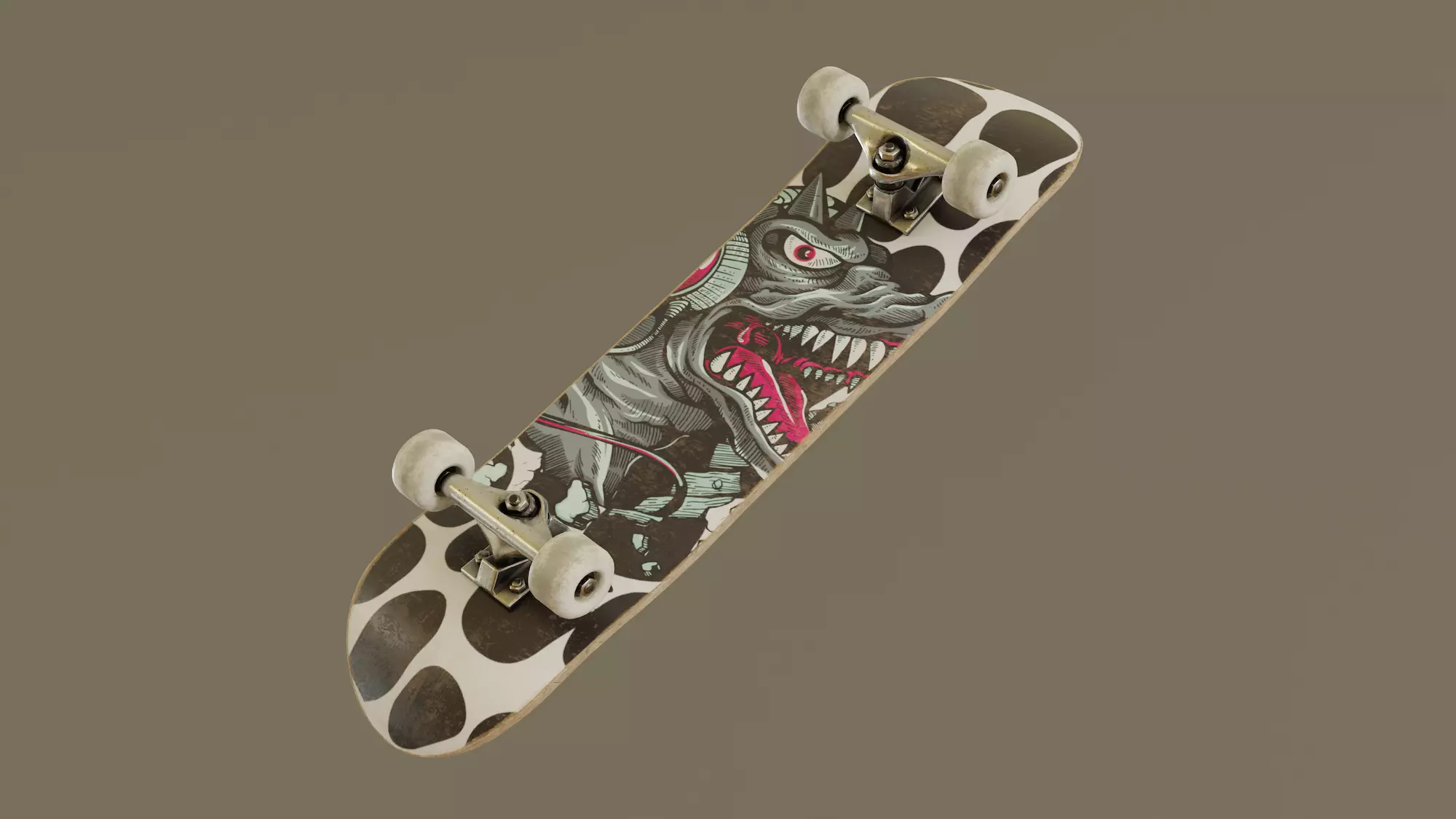Skateboard - Cow Deck Low-poly 3D model_0