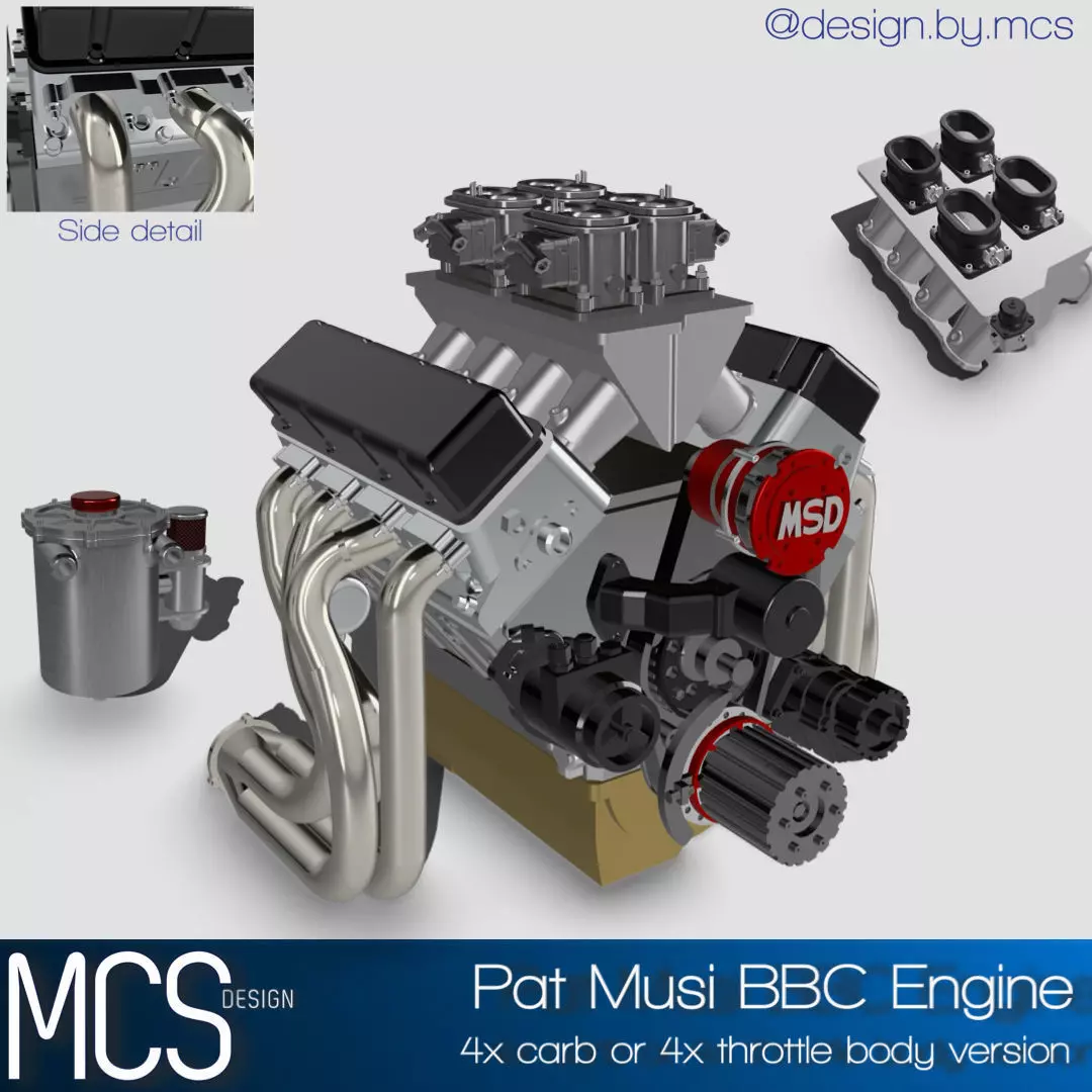 Pat Musi Nitrous BBC Pro Mod Motor x2 intakes 3D print model