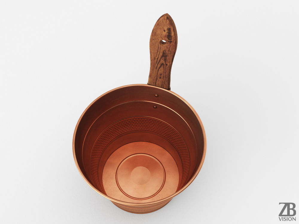 Sauna Copper Bucket 3D model_4