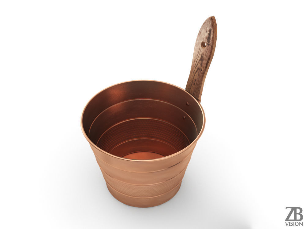 Sauna Copper Bucket 3D model_2