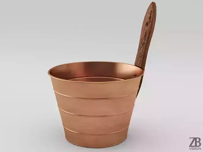 Sauna Copper Bucket 3D model