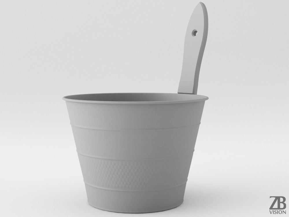 Sauna Copper Bucket 3D model_3