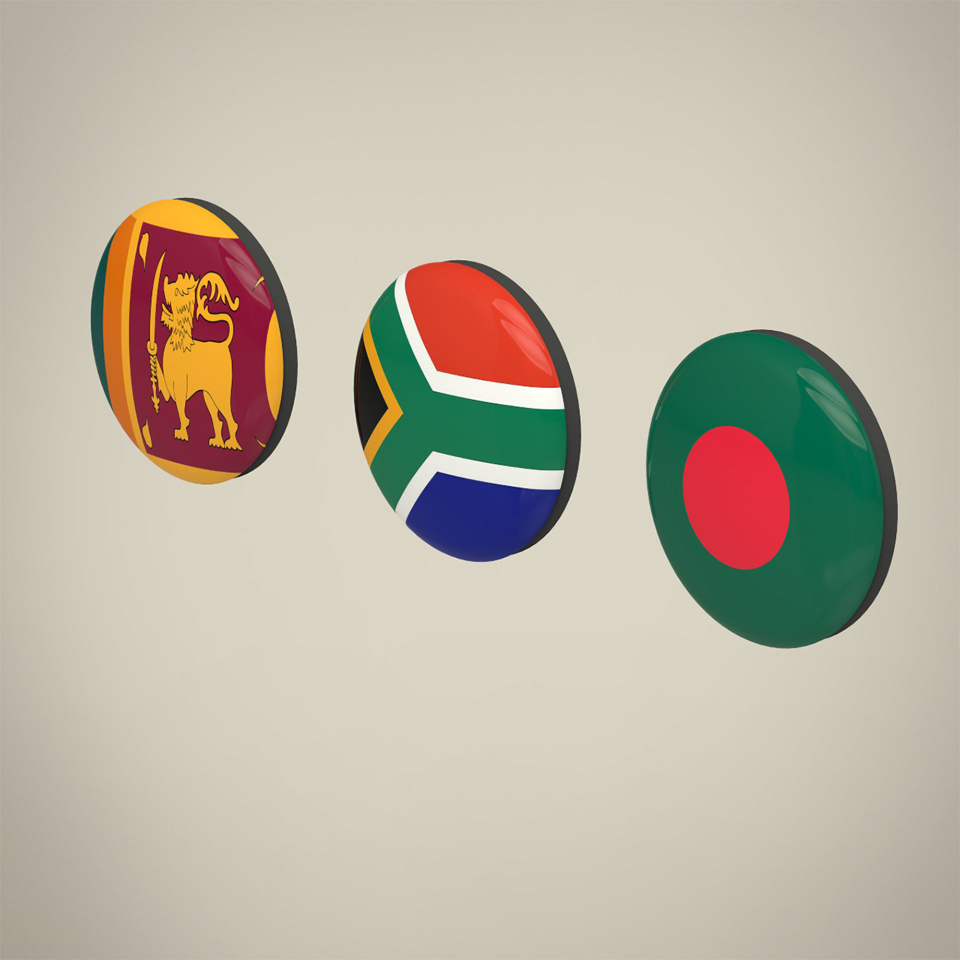 Flag Badges Collections Low-poly 3D model_2