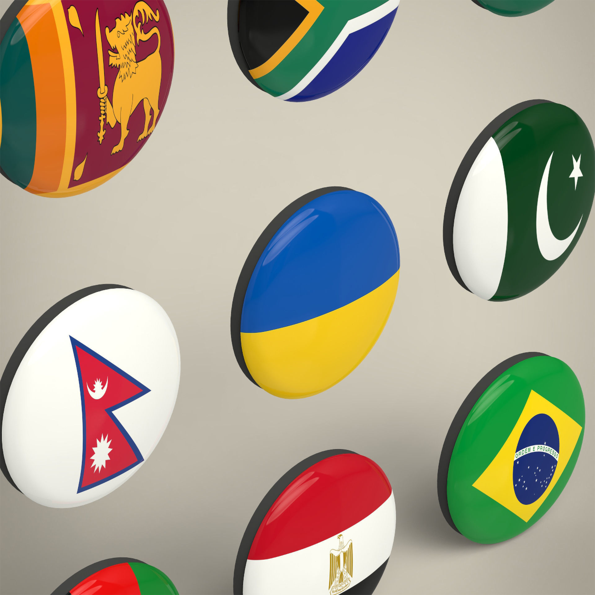 Flag Badges Collections Low-poly 3D model_5
