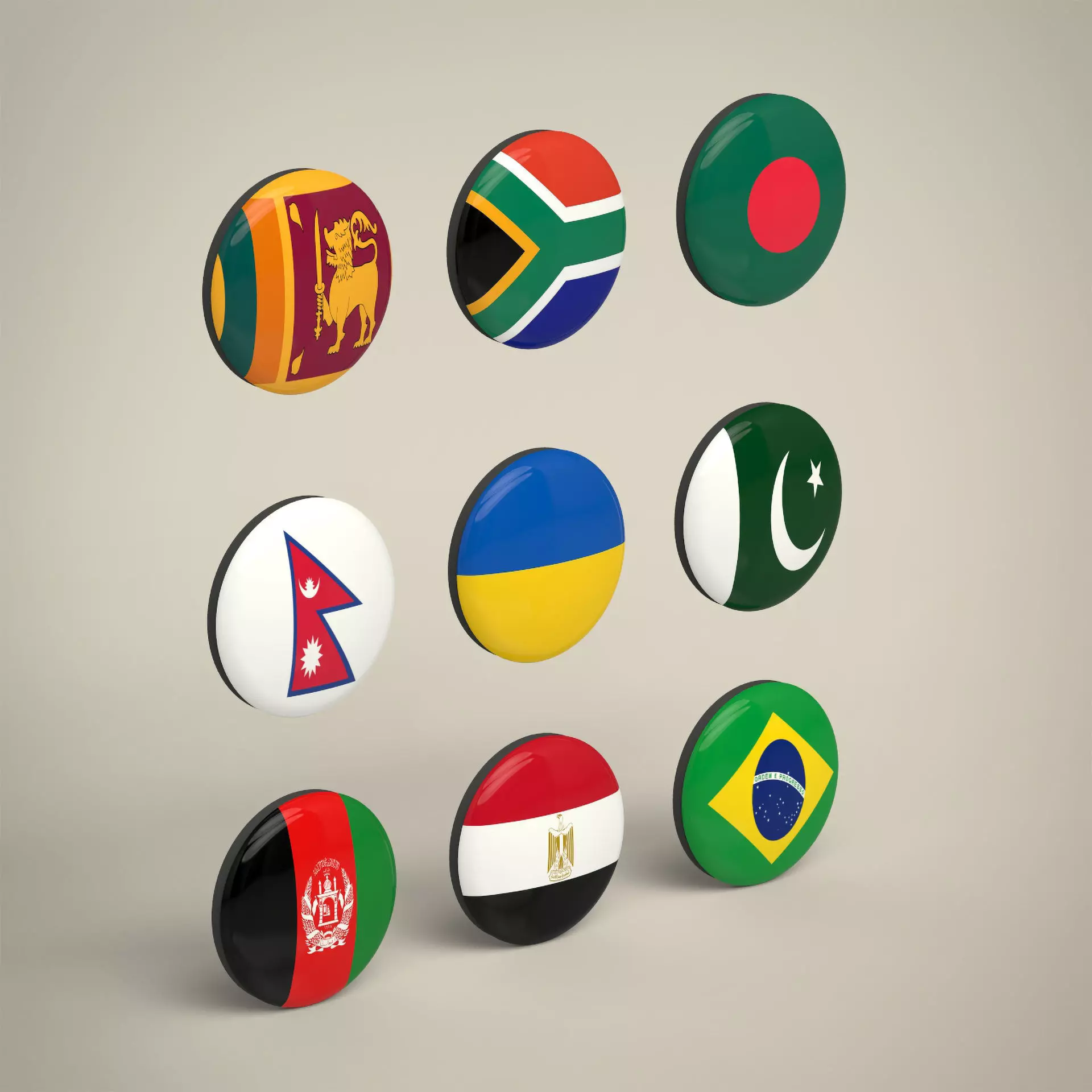 Flag Badges Collections Low-poly 3D model_0
