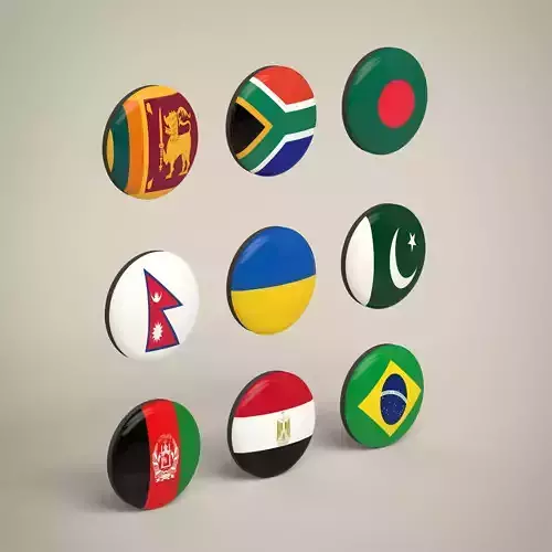 Flag Badges Collections Low-poly 3D model Flag Badges Collections Low-poly 3D model