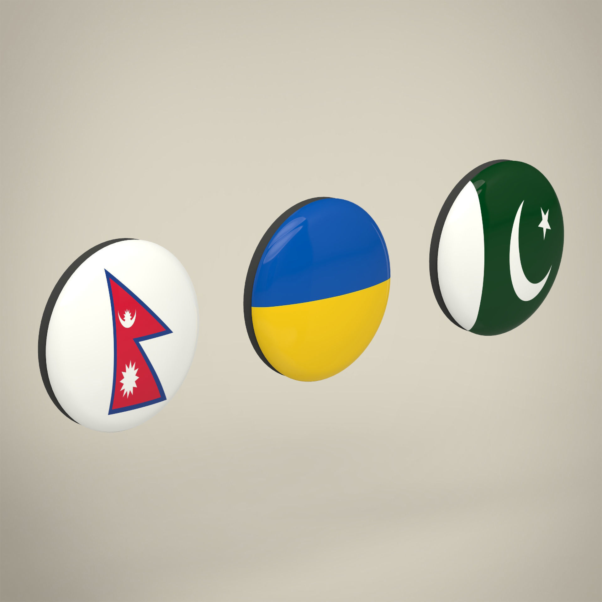 Flag Badges Collections Low-poly 3D model_3