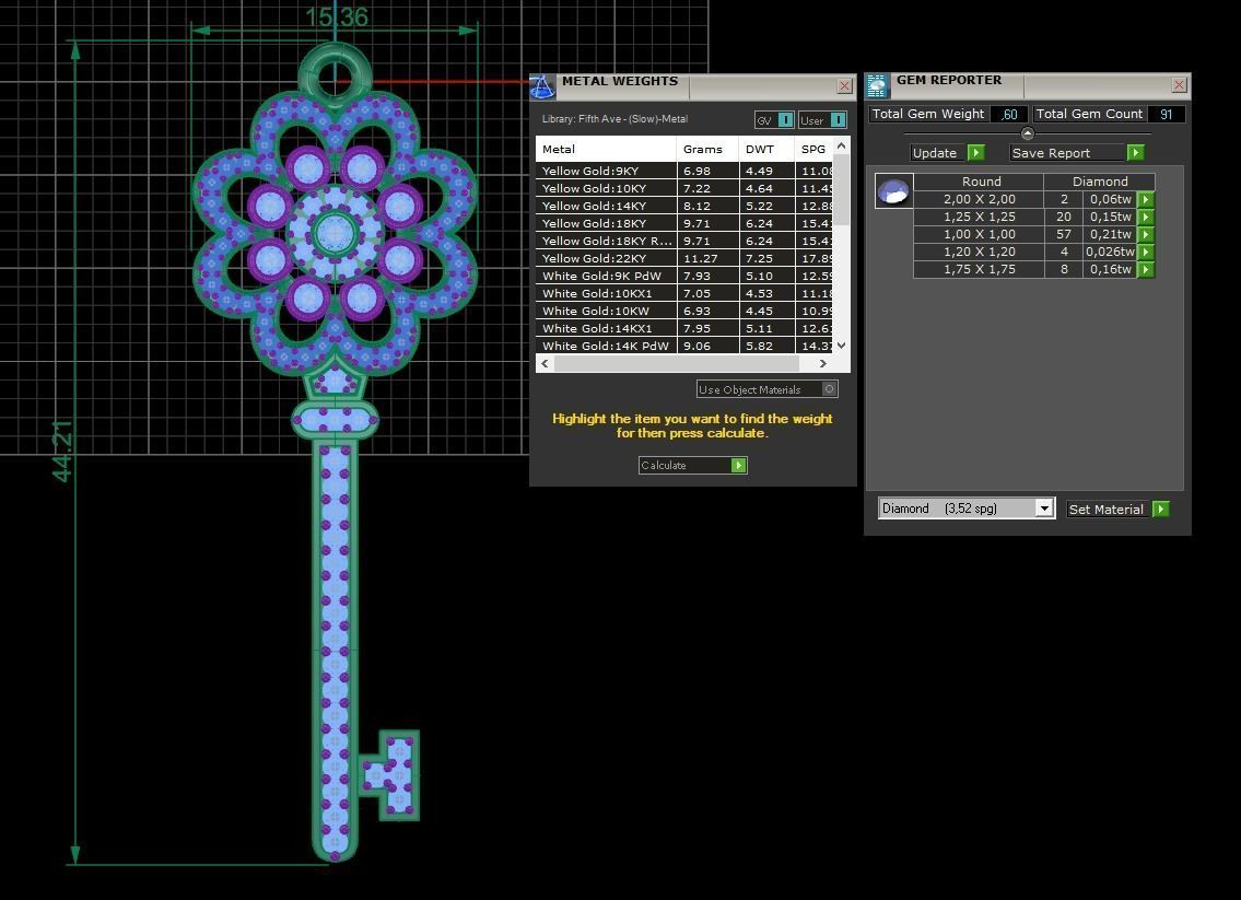 TK-006 key necklace with diamonds 3D print model_1
