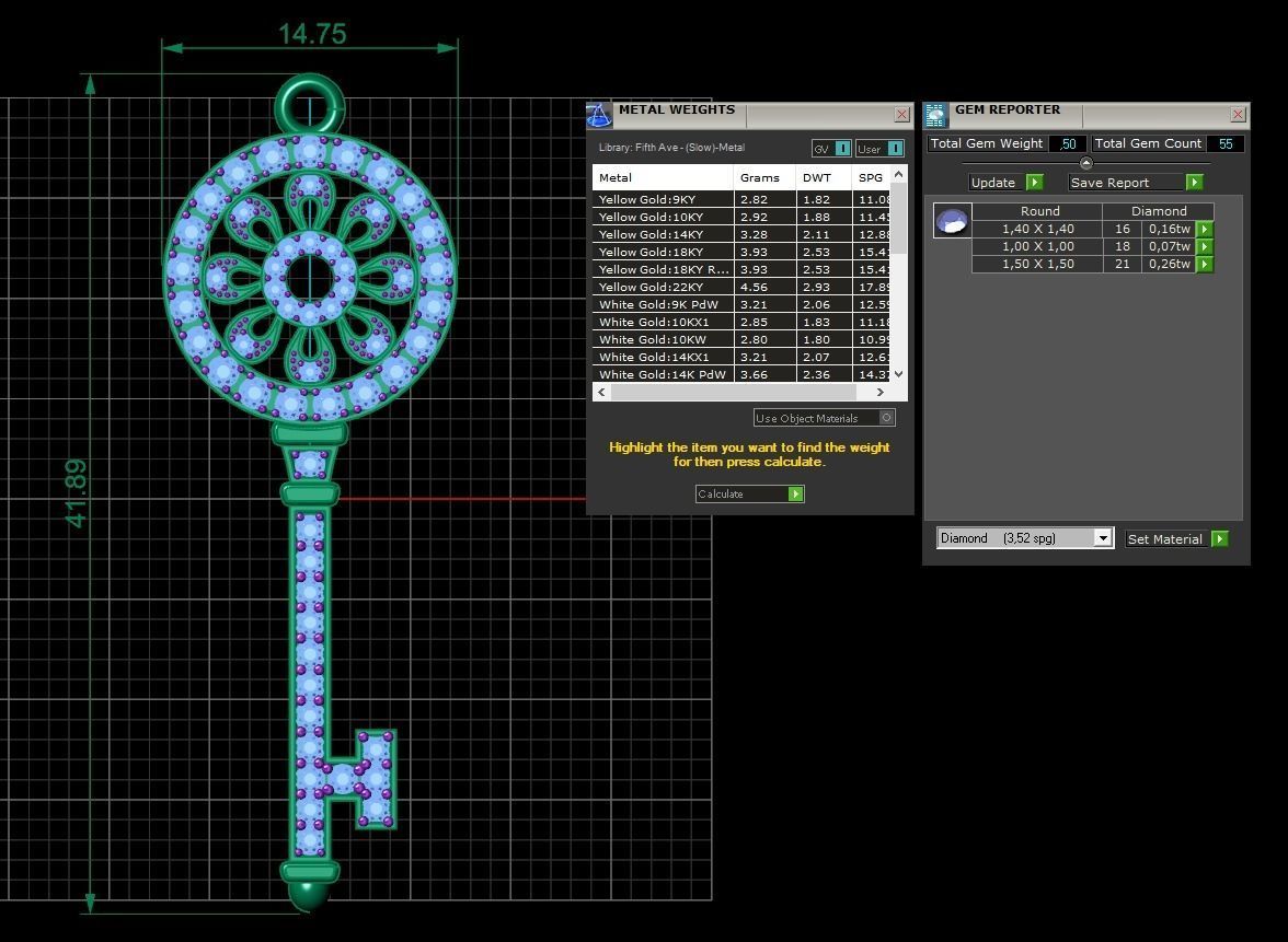 Tk-007 key necklace with diamonds 3D print model_1