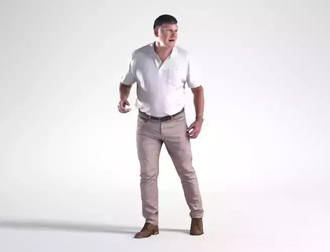 Man Casual Outfit Walking Low poly Mark 1855