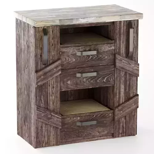 Wooden kitchen island - Drawer pedestal  3D model