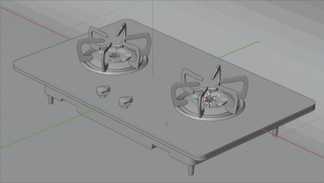 Kitchen burning gas 3D model_1