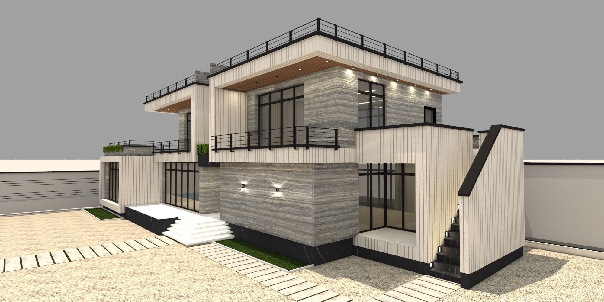 Villa modern 3D model_2