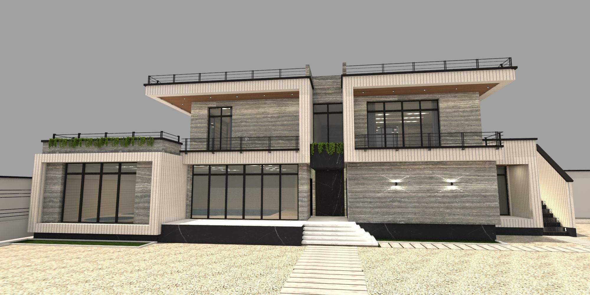 Villa modern 3D model_1