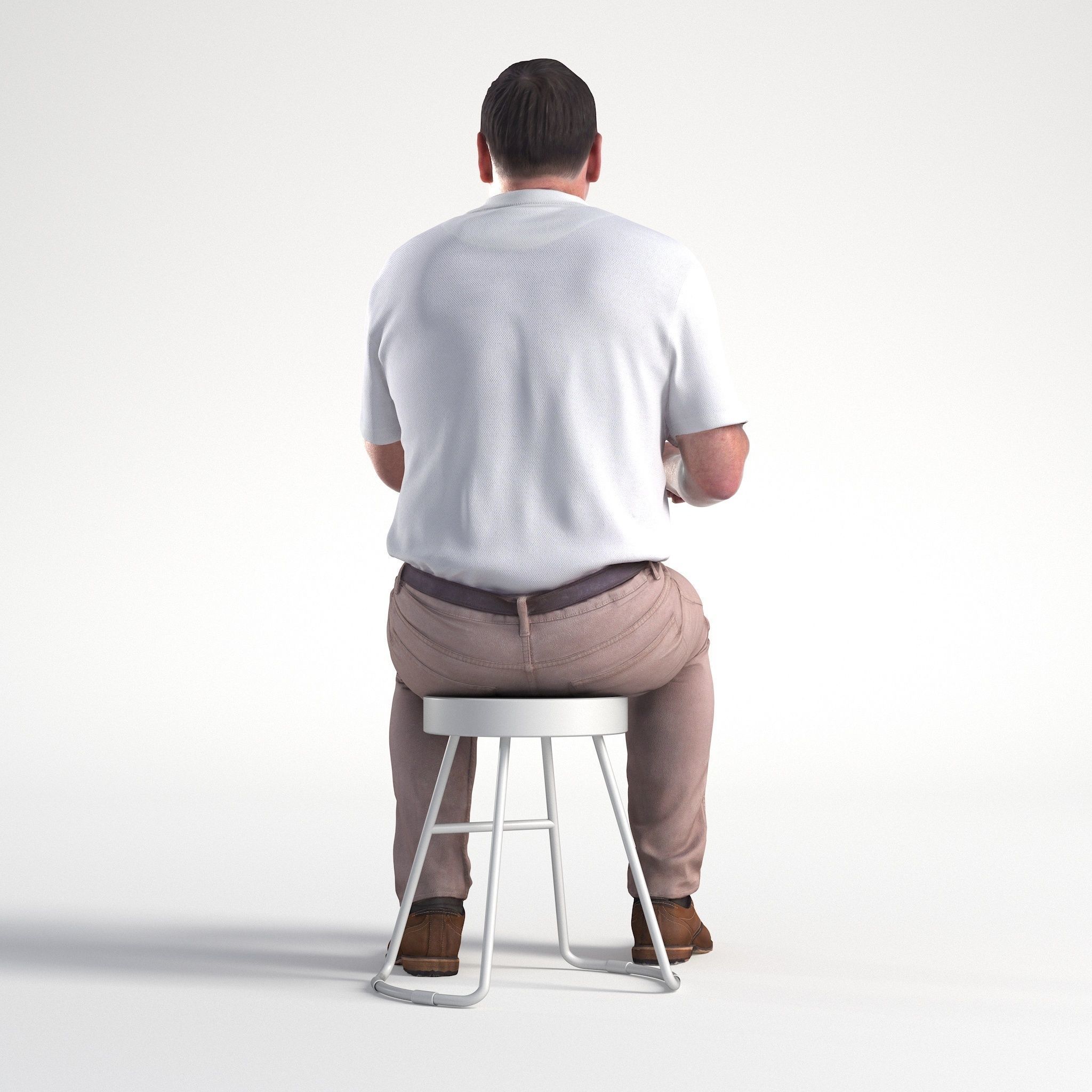 Man Casual Outfit Sitting Restaurant Low poly Mark 1860 3D model_3