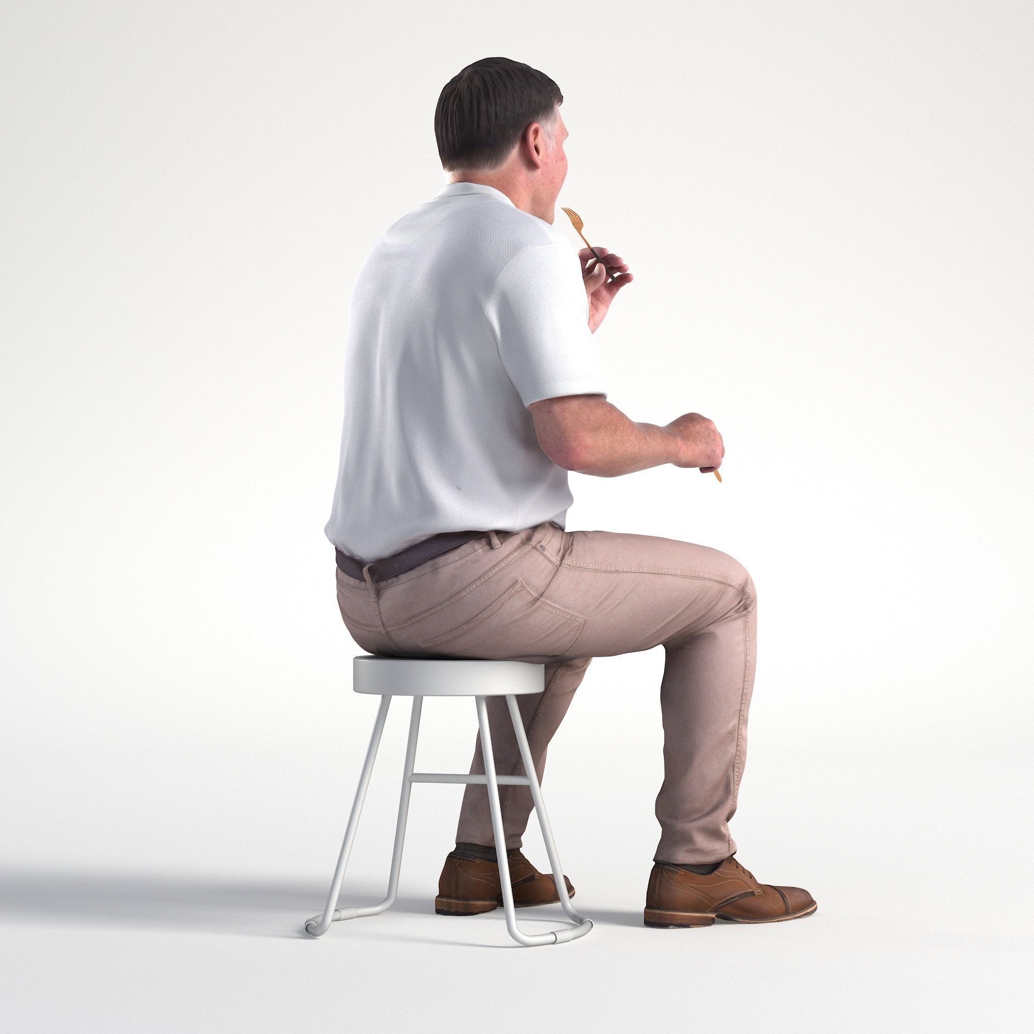 Man Casual Outfit Sitting Restaurant Low poly Mark 1860 3D model_2