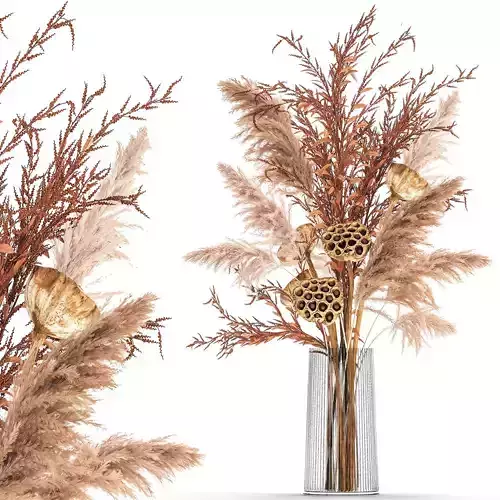 Bouquet of dried flowers in a glass vase 157