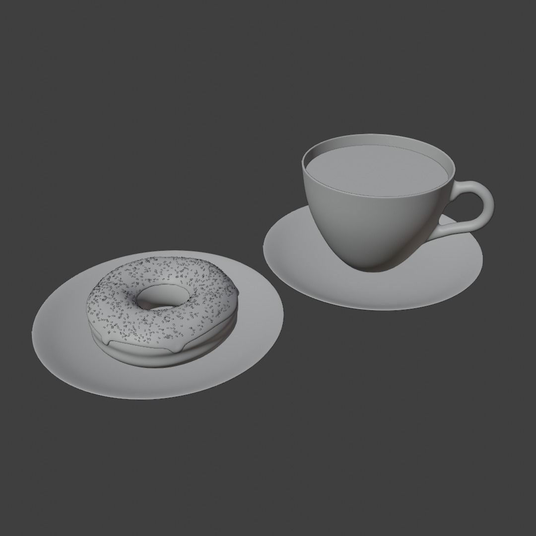 Donut With Tea Free low-poly 3D model_1