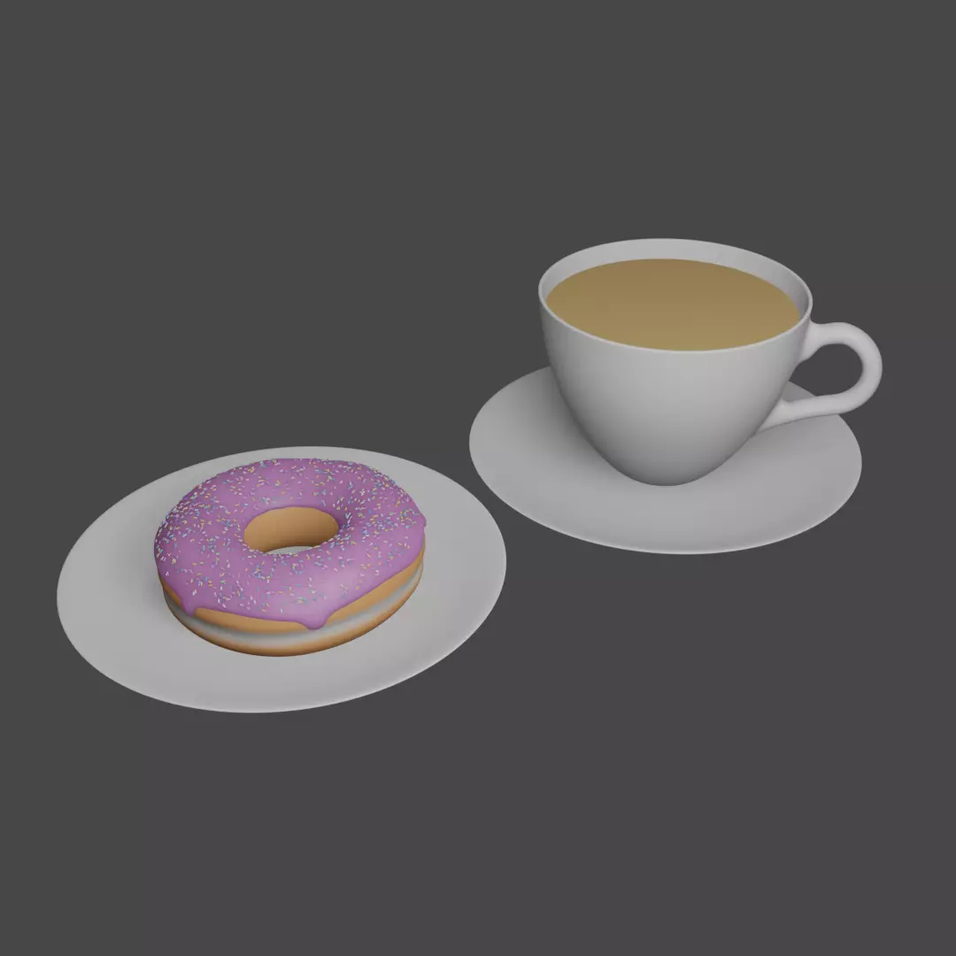 Donut With Tea Free low-poly 3D model_0