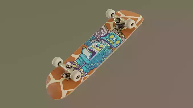 Skateboard - Giraffe Deck Low-poly 3D model