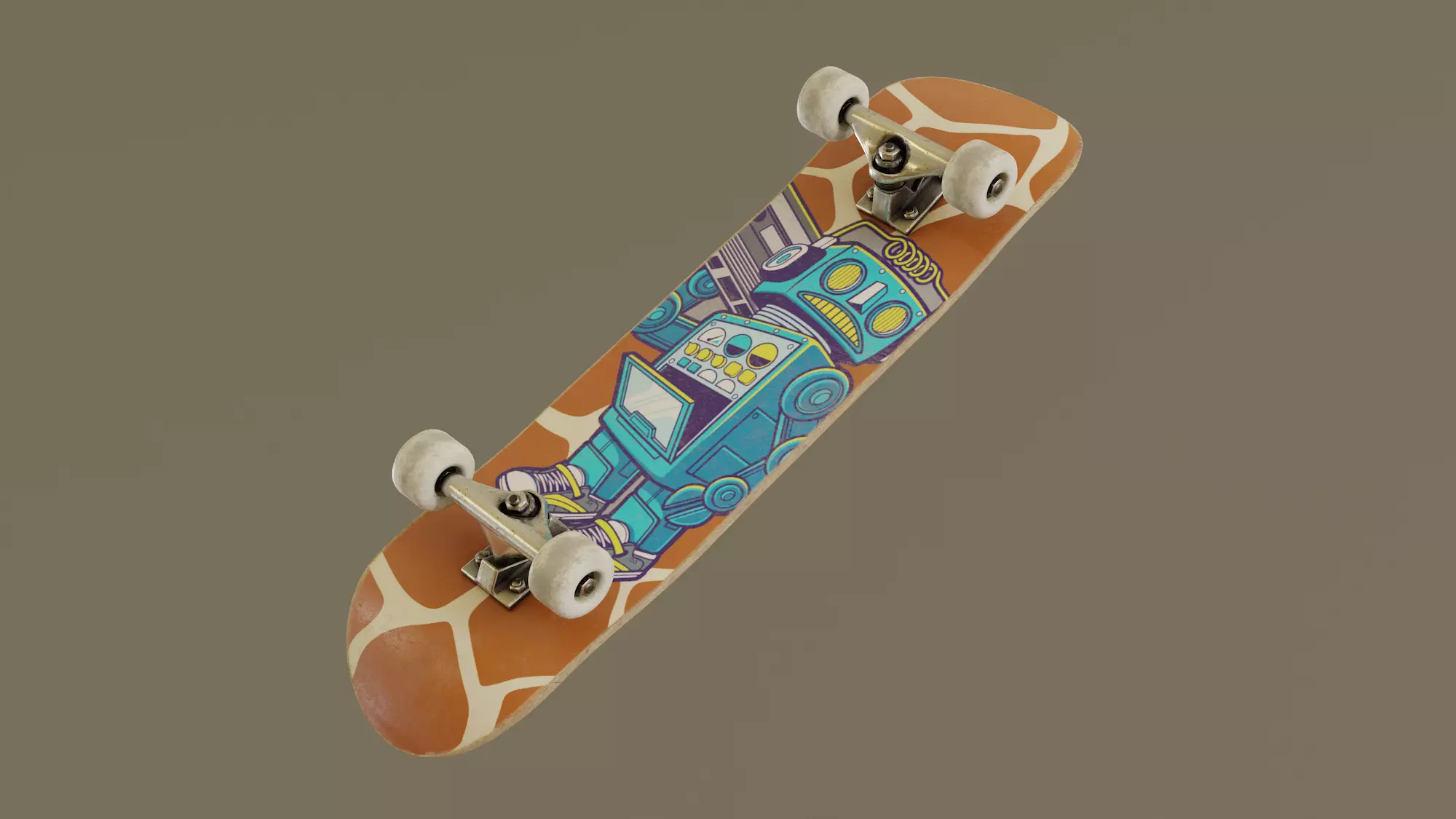 Skateboard - Giraffe Deck Low-poly 3D model_0