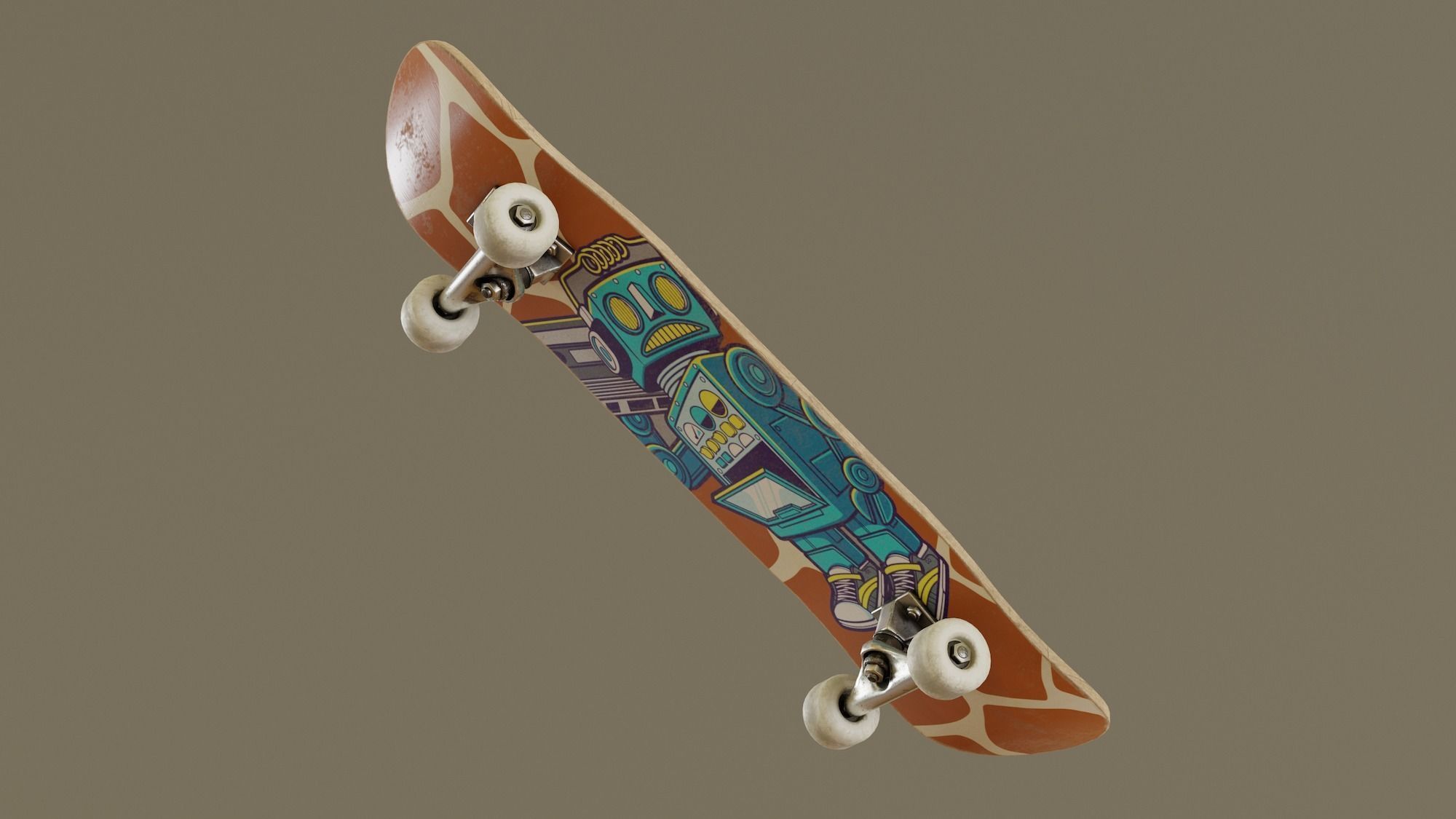 Skateboard - Giraffe Deck Low-poly 3D model_3