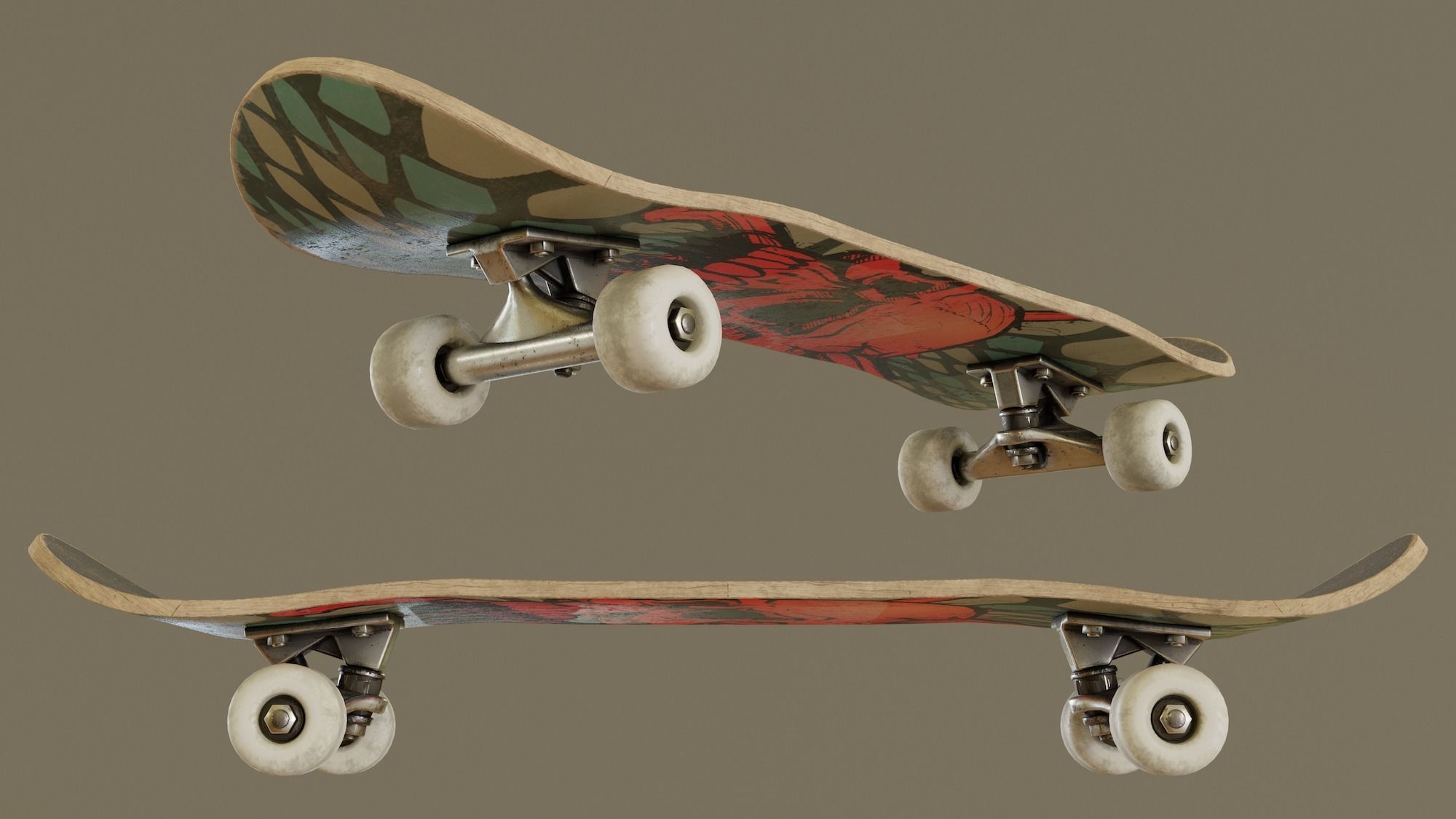Skateboard - Snake Deck Low-poly 3D model_4