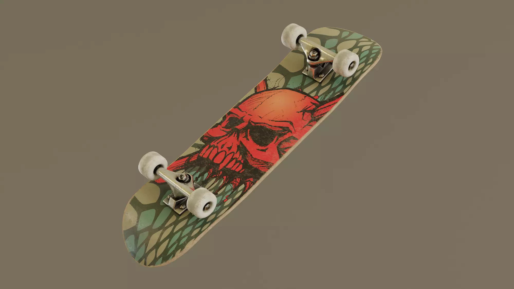 Skateboard - Snake Deck Low-poly 3D model_0