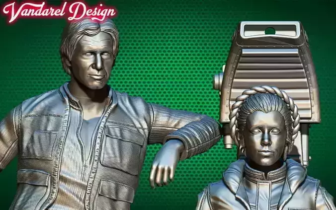 Han Solo and Leia 3D print model