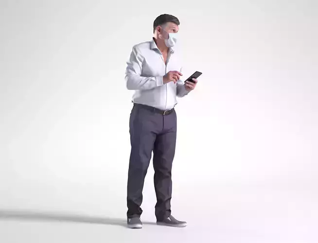 Man Doctor Standing with Phone Low poly Mark 1868