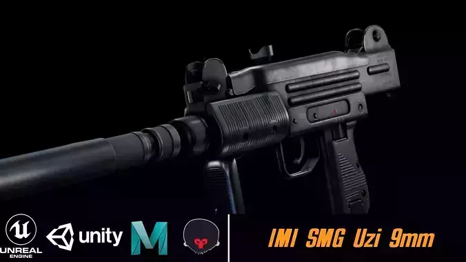 IMI Uzi SMG Low-poly 3D model