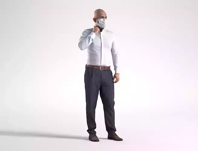 Man Doctor Business Suit Standing Low poly Nikhiel 1794
