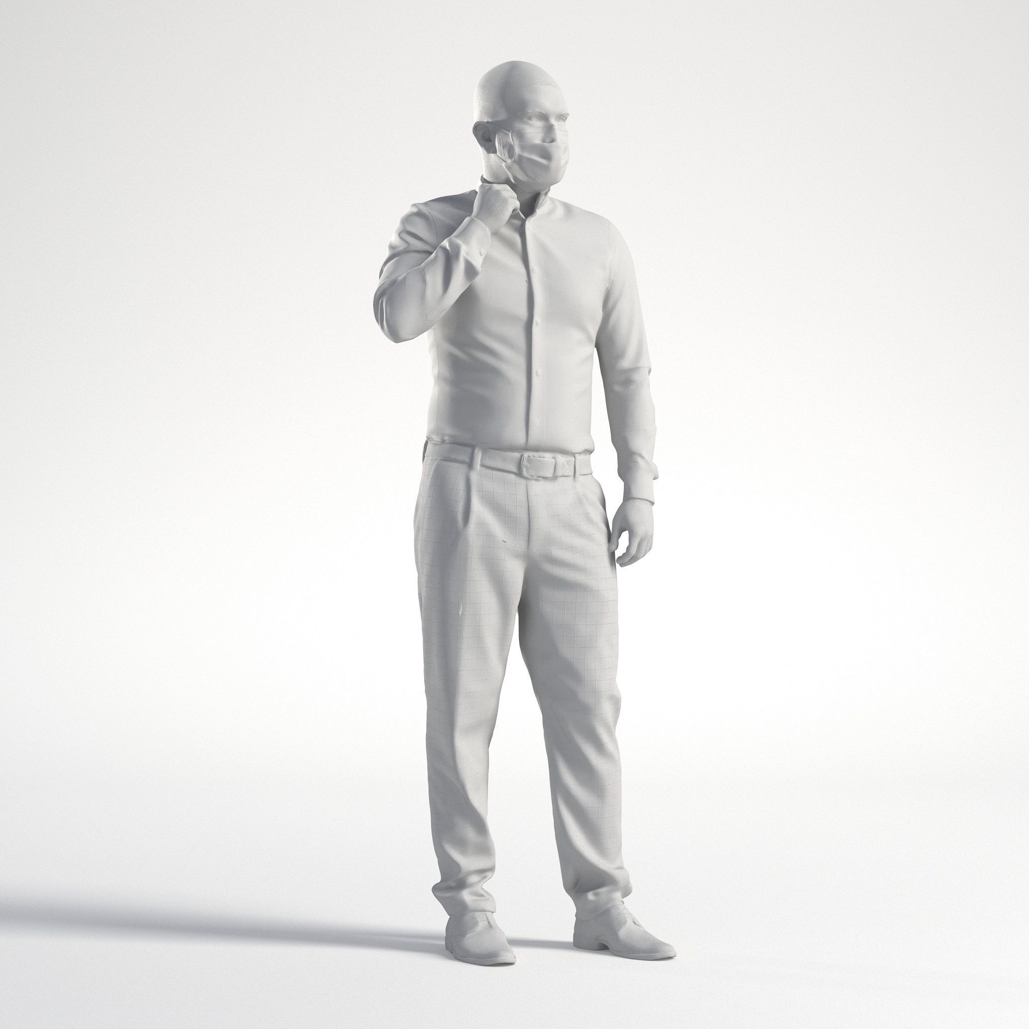 Man Doctor Business Suit Standing Low poly Nikhiel 1794 3D model_8