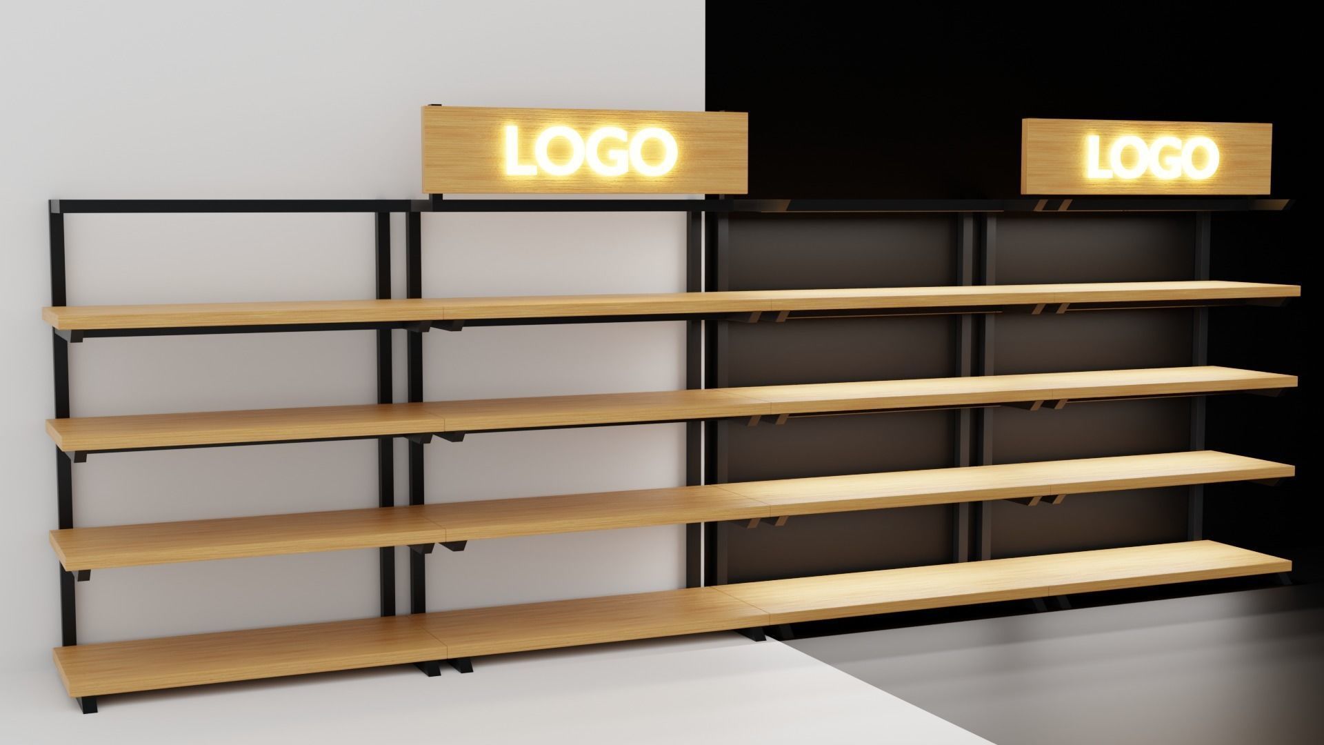 Klasika Shop Shelf Side set of 4 3D model_1