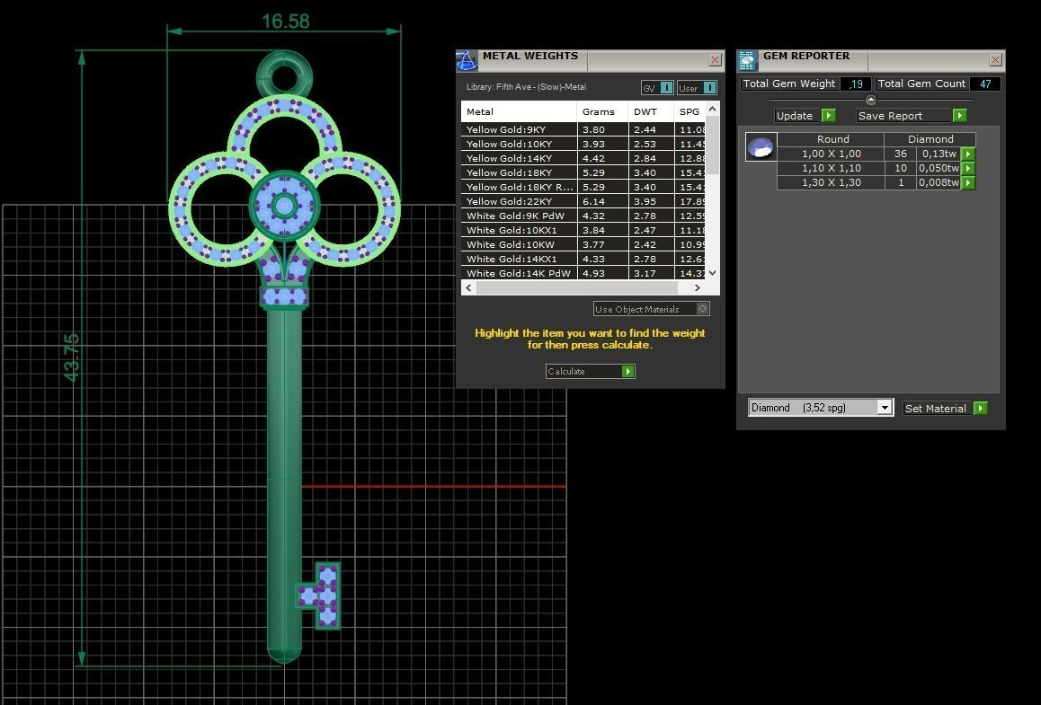 TK-010 key necklace with diamonds 3D print model_1