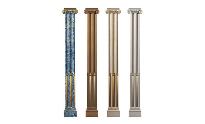 Pilaster Columns Classical with cannelure Ionic 3D model