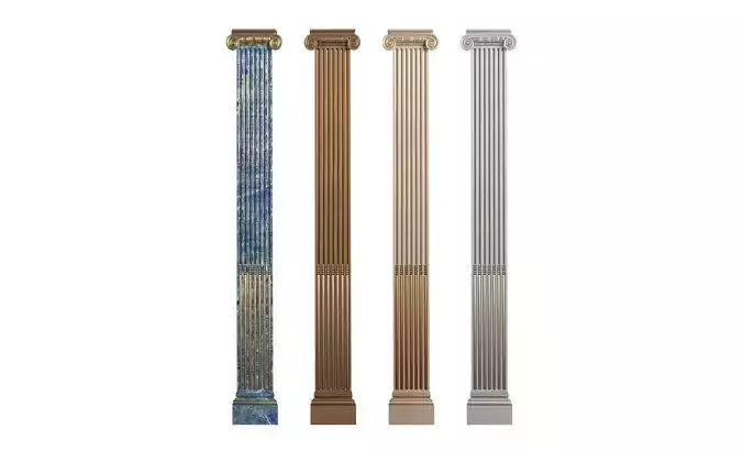 Pilaster Columns Classical with cannelure Ionic