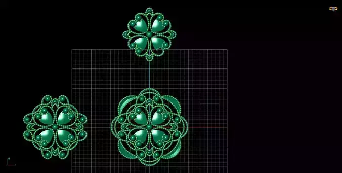 Pendant Set 5 three ornaments on screen