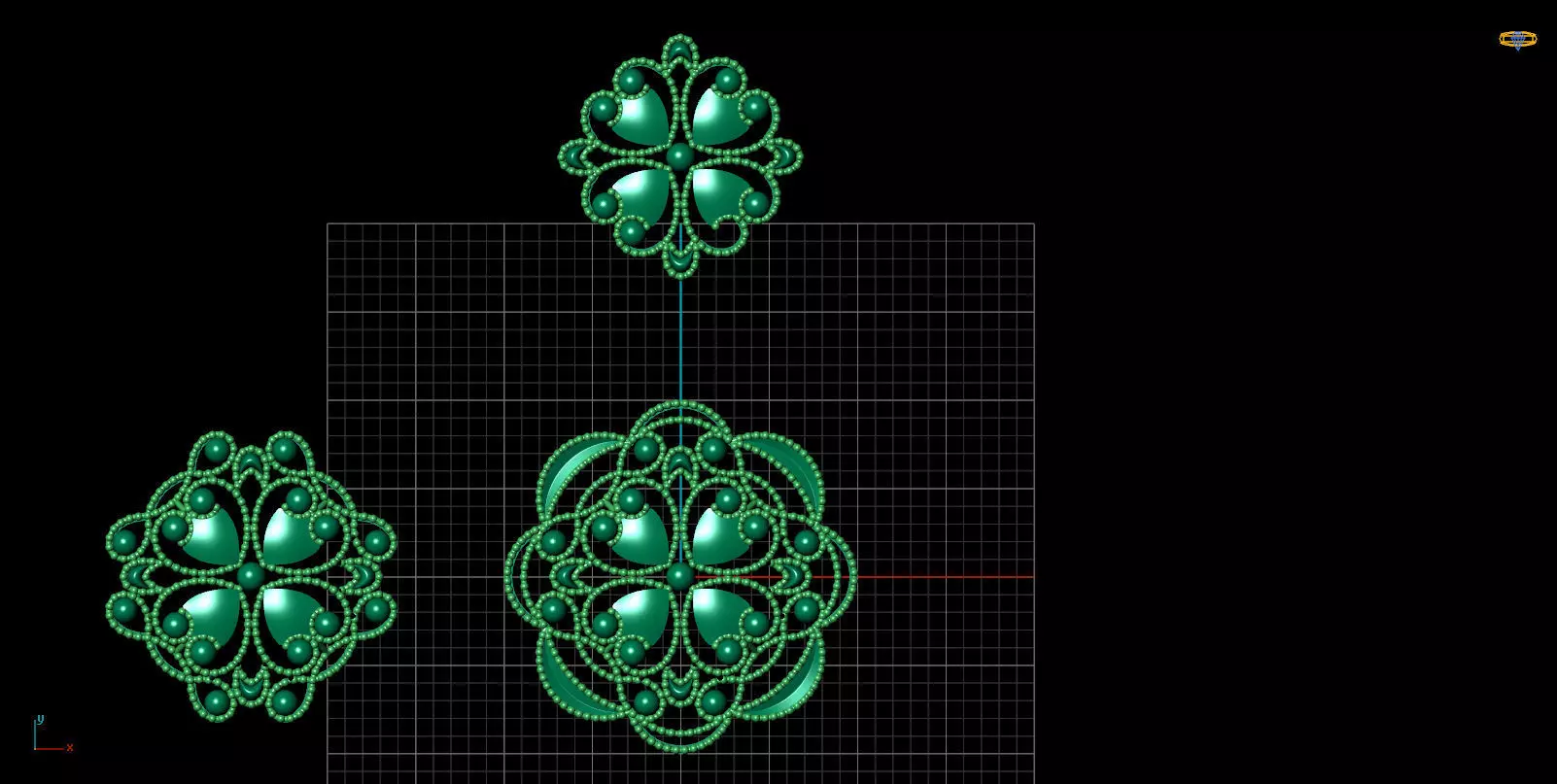 Pendant Set 5 three ornaments on screen 3D print model_0