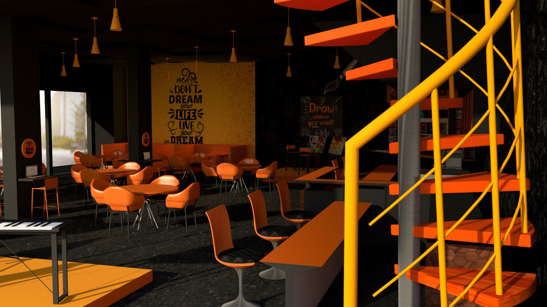 3D Cafe for creative community 3D model_7