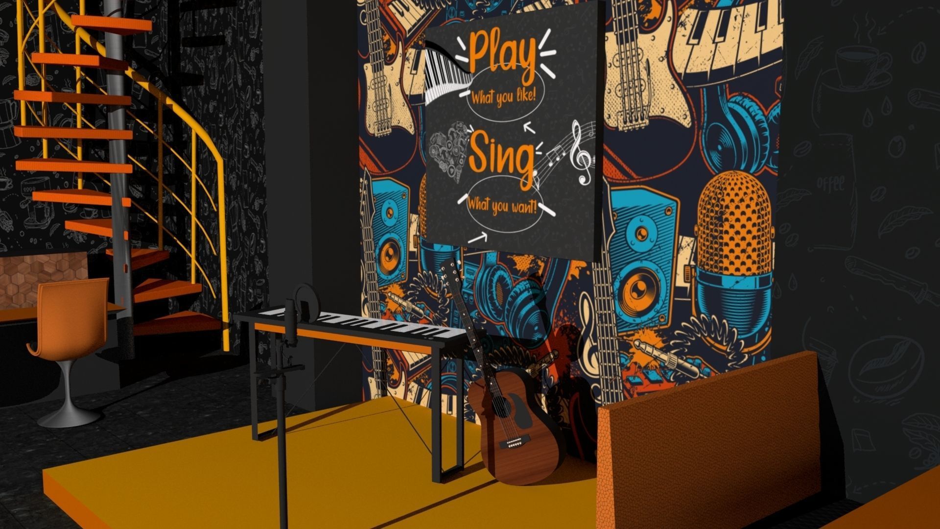 3D Cafe for creative community 3D model_5