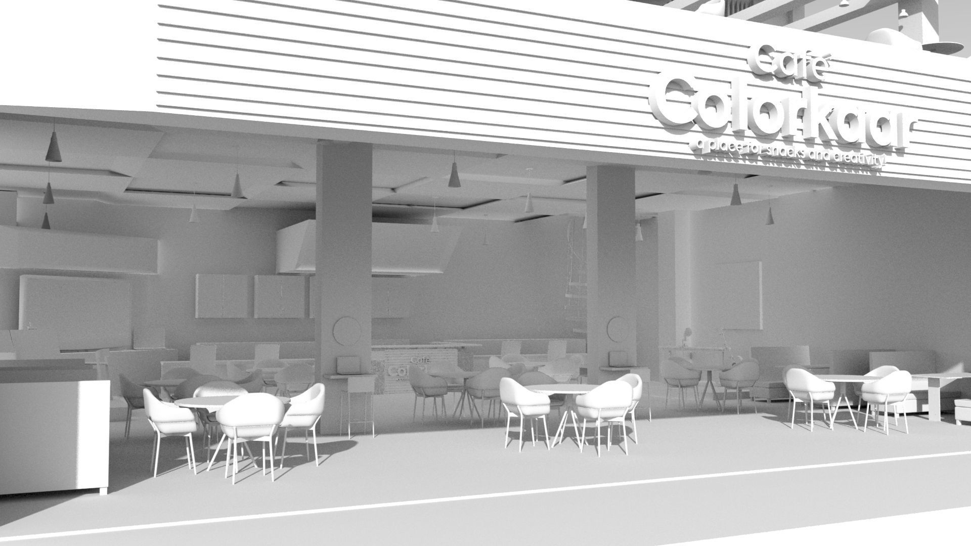 3D Cafe for creative community 3D model_24